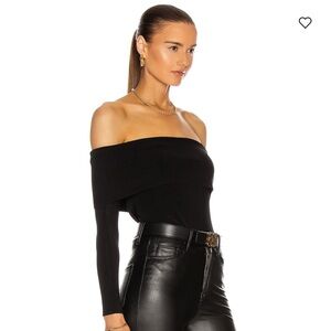 L'AGENCE Black Skye Off Shoulder Sweater